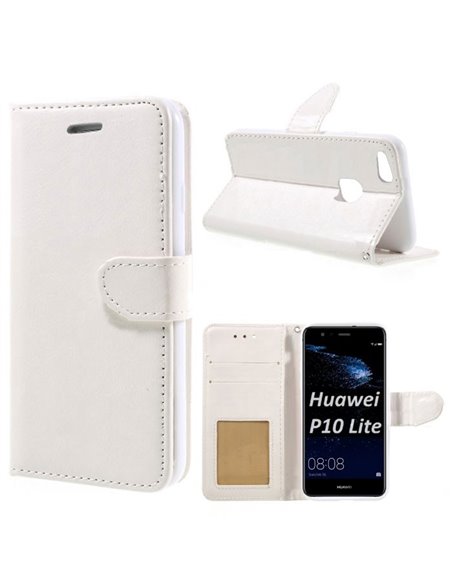 CUSTODIA per HUAWEI P10 LITE - FLIP ORIZZONTALE SIMILPELLE CON  INTERNO IN TPU E CHIUSURA MAGNETICA COLORE BIANCO