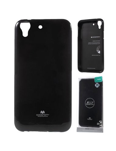 CUSTODIA per HUAWEI Y6 II, HONOR 5A IN GEL TPU SILICONE COLORE NERO LUCIDO CON GLITTER ALTA QUALITA' MERCURY BLISTER