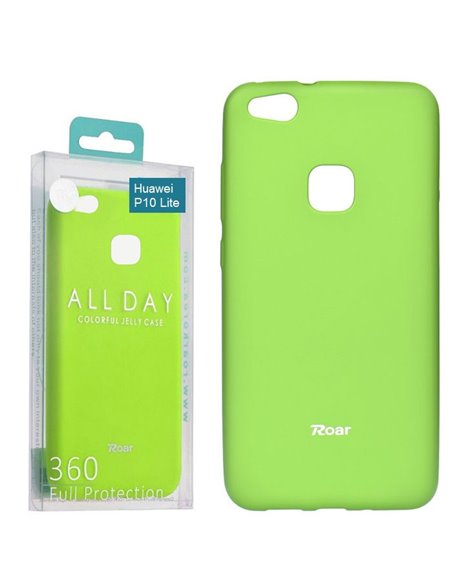 CUSTODIA per HUAWEI P10 LITE IN GEL TPU SILICONE COLORE VERDE ALTA QUALITA' ROAR COLORFUL BLISTER