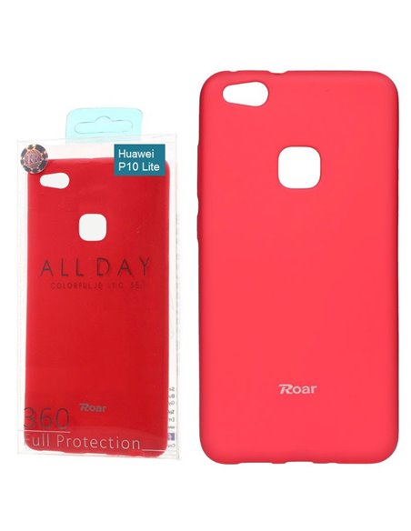 CUSTODIA per HUAWEI P10 LITE IN GEL TPU SILICONE COLORE FUCSIA ALTA QUALITA' ROAR COLORFUL BLISTER