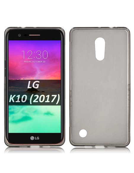 CUSTODIA per LG K10 (2017) IN GEL TPU SILICONE COLORE NERO TRASPARENTE