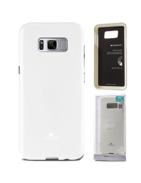 CUSTODIA per SAMSUNG SM-G950 GALAXY S8 IN GEL TPU SILICONE COLORE BIANCO LUCIDO CON GLITTER ALTA QUALITA' MERCURY BLISTER