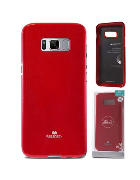 CUSTODIA per SAMSUNG SM-G950 GALAXY S8 IN GEL TPU SILICONE COLORE ROSSO LUCIDO CON GLITTER ALTA QUALITA' MERCURY BLISTER