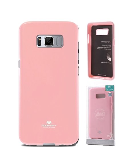 CUSTODIA per SAMSUNG SM-G950 GALAXY S8 IN GEL TPU SILICONE COLORE ROSA LUCIDO CON GLITTER ALTA QUALITA' MERCURY BLISTER