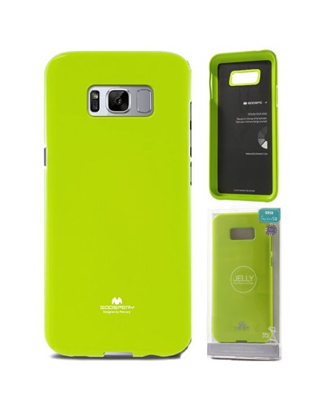 CUSTODIA per SAMSUNG SM-G950 GALAXY S8 IN GEL TPU SILICONE COLORE VERDE LUCIDO CON GLITTER ALTA QUALITA' MERCURY BLISTER