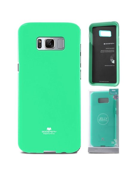 CUSTODIA per SAMSUNG SM-G950 GALAXY S8 IN GEL TPU SILICONE COLORE VERDE ACQUA LUCIDO CON GLITTER ALTA QUALITA' MERCURY BLISTER