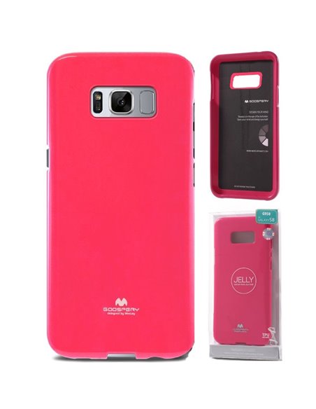 CUSTODIA per SAMSUNG SM-G950 GALAXY S8 IN GEL TPU SILICONE COLORE FUCSIA LUCIDO CON GLITTER ALTA QUALITA' MERCURY BLISTER