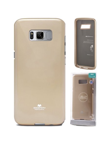 CUSTODIA per SAMSUNG SM-G950 GALAXY S8 IN GEL TPU SILICONE COLORE ORO LUCIDO CON GLITTER ALTA QUALITA' MERCURY BLISTER