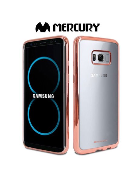 CUSTODIA per SAMSUNG SM-G955 GALAXY S8 PLUS IN GEL TPU SILICONE TRASPARENTE CON CORNICE COLORE ROSA ORO ALTA QUALITA' MERCURY