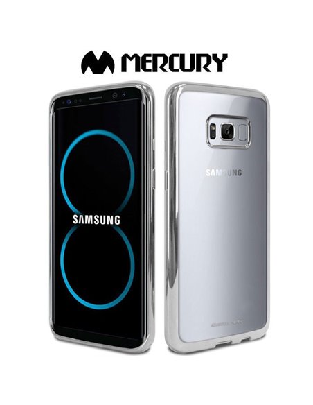 CUSTODIA per SAMSUNG SM-G955 GALAXY S8 PLUS IN GEL TPU SILICONE TRASPARENTE CON CORNICE COLORE SILVER ALTA QUALITA' MERCURY BLIS