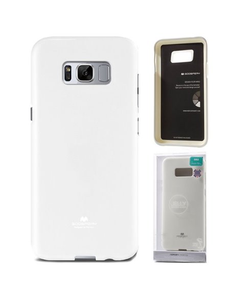 CUSTODIA per SAMSUNG SM-G955 GALAXY S8 PLUS IN GEL TPU SILICONE COLORE BIANCO LUCIDO CON GLITTER ALTA QUALITA' MERCURY BLISTER