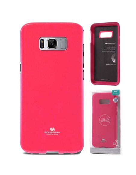 CUSTODIA per SAMSUNG SM-G955 GALAXY S8 PLUS IN GEL TPU SILICONE COLORE FUCSIA LUCIDO CON GLITTER ALTA QUALITA' MERCURY BLISTER