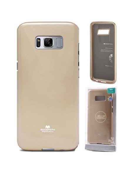 CUSTODIA per SAMSUNG SM-G955 GALAXY S8 PLUS IN GEL TPU SILICONE COLORE ORO LUCIDO CON GLITTER ALTA QUALITA' MERCURY BLISTER