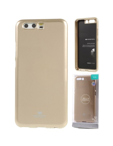 CUSTODIA per HUAWEI P10 IN GEL TPU SILICONE COLORE ORO LUCIDO CON GLITTER ALTA QUALITA' MERCURY BLISTER