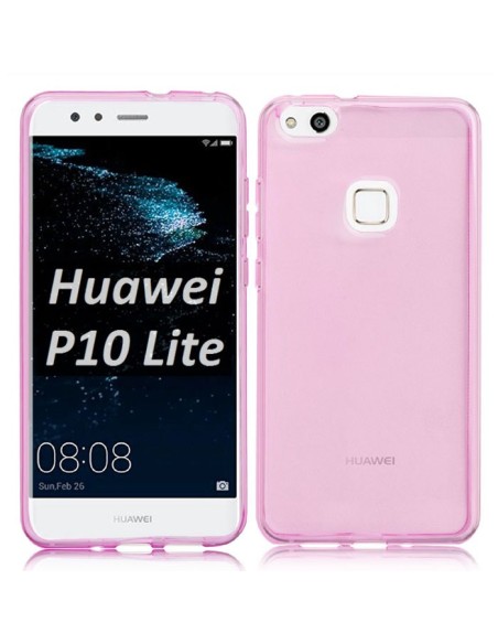 CUSTODIA per HUAWEI P10 LITE IN GEL TPU SILICONE COLORE ROSA TRASPARENTE