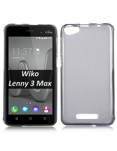 CUSTODIA per WIKO LENNY 3 MAX, JERRY MAX IN GEL TPU SILICONE COLORE NERO TRASPARENTE