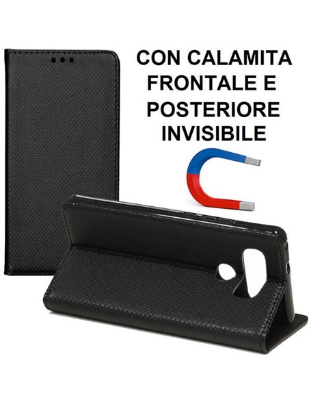 CUSTODIA per LG G6, H870, G6 DUAL SIM H870DS - FLIP ORIZZONTALE con CHIUSURA MAGNETICA INVISIBILE E INTERNO IN TPU COLORE NERO