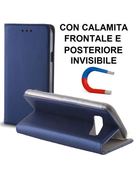 CUSTODIA per SAMSUNG SM-G955 GALAXY S8 PLUS - FLIP ORIZZONTALE CON CHIUSURA MAGNETICA INVISIBILE ED INTERNO IN TPU COLORE BLU