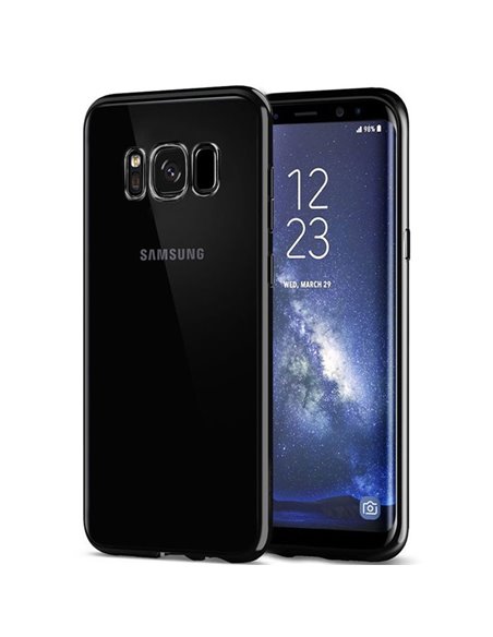 CUSTODIA per SAMSUNG SM-G950 GALAXY S8 IN GEL TPU SILICONE TRASPARENTE CON CORNICE COLORE NERO