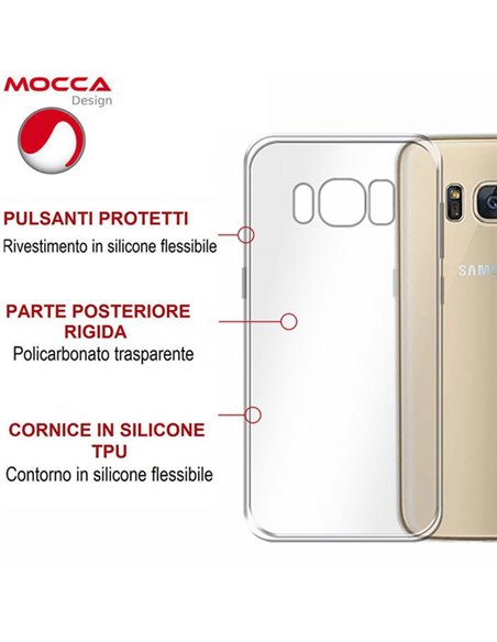 CUSTODIA per SAMSUNG SM-G950 GALAXY S8 - CON PARTE POSTERIORE RIGIDA E CORNICE IN SILICONE TRASPARENTE ALTA QUALITA' MOCCA