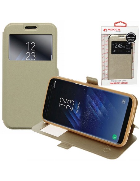 CUSTODIA per SAMSUNG SM-G955 GALAXY S8 PLUS - FLIP ORIZZONTALE PELLE CON INTERNO IN TPU, CHIUSURA MAGNETICA E FINESTRA ID ORO