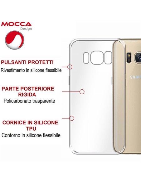 CUSTODIA per SAMSUNG SM-G955 GALAXY S8 PLUS - CON PARTE POSTERIORE RIGIDA E CORNICE IN SILICONE TRASPARENTE ALTA QUALITA' MOCCA