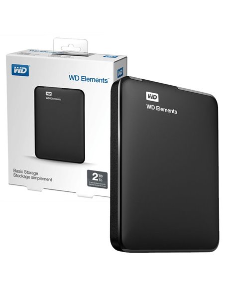 HARD DISK ESTERNO 2,5' 2 TB USB 3.0 WDBU6Y0020BBK-WESN CON FORMATTAZIONE NTFS COLORE NERO WESTERN DIGITAL BLISTER