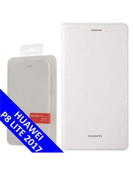 CUSTODIA ORIGINALE per HUAWEI P8 LITE 2017, P9 LITE 2017, NOVA LITE, HONOR 8 LITE - FLIP COVER ORIZZONTALE PELLE COLORE BIANCO B