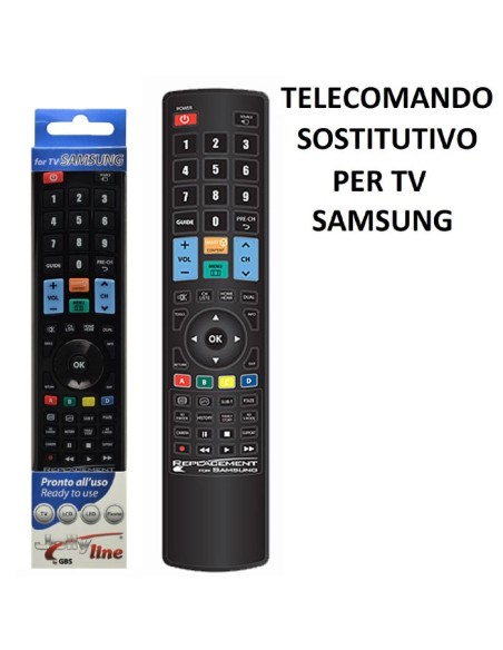 TELECOMANDO UNIVERSALE SOSTITUTIVO per TV SAMSUNG PRONTO ALL'USO 01716 JOLLY LINE BY GBS COLORE NERO MADEFORYOU BLISTER