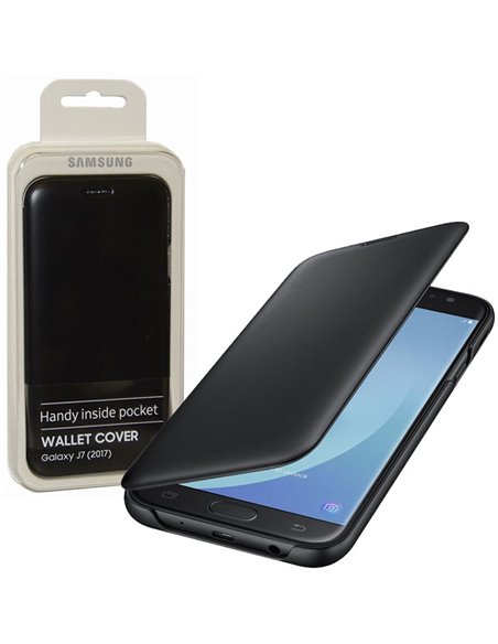CUSTODIA per SAMSUNG SM-J730 GALAXY J7 (2017) - WALLET COVER ORIGINALE COLORE NERO EF-WJ730CBEGWW BLISTER