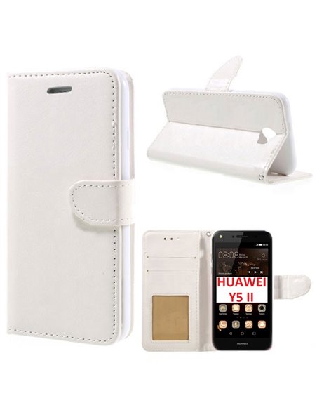 CUSTODIA per HUAWEI Y5 II, Y6 II COMPACT - FLIP ORIZZONTALE SIMILPELLE CON CHIUSURA MAGNETICA ED INTERNO IN TPU COLORE BIANCO