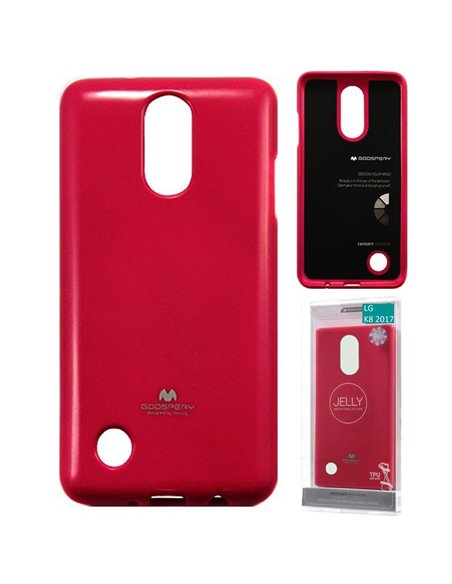 CUSTODIA per LG K8 (2017), X300, M200N IN GEL TPU SILICONE COLORE FUCSIA LUCIDO CON GLITTER ALTA QUALITA' MERCURY BLISTER