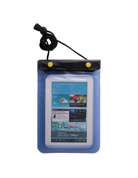 CUSTODIA A SACCHETTO RESISTENTE AGLI SCHIZZI D'ACQUA per TABLET FINO A 7' POLLICI CHIUSURA CON AUTOMATICI COLORE BLU