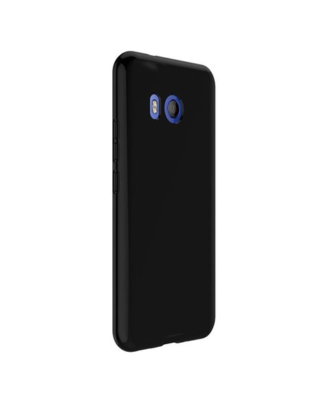 CUSTODIA per HTC U11, U11 DUAL SIM IN GEL TPU SILICONE SLIM COLORE NERO METALLIZZATO