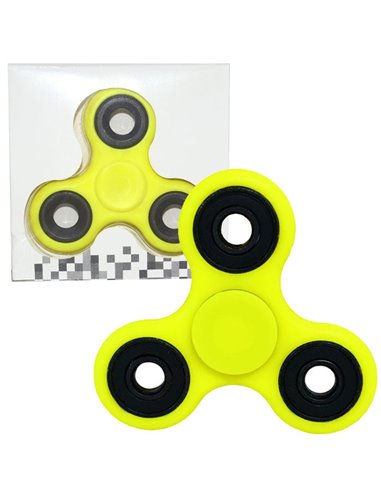 FIDGET SPINNER GIOCATTOLO ANTI-STRESS COLORE GIALLO FLUORESCENTE BLISTER