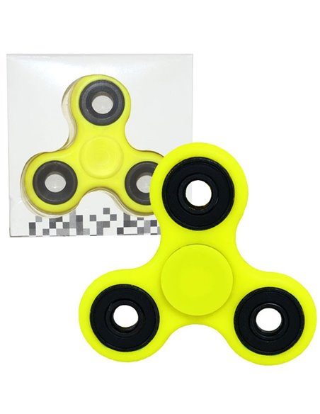 FIDGET SPINNER GIOCATTOLO ANTI-STRESS COLORE GIALLO FLUORESCENTE BLISTER