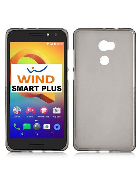 CUSTODIA per WIND SMART PLUS, 5046Y ,ALCATEL ONE TOUCH A3 - 5' POLLICI - IN GEL TPU SILICONE COLORE NERO TRASPARENTE