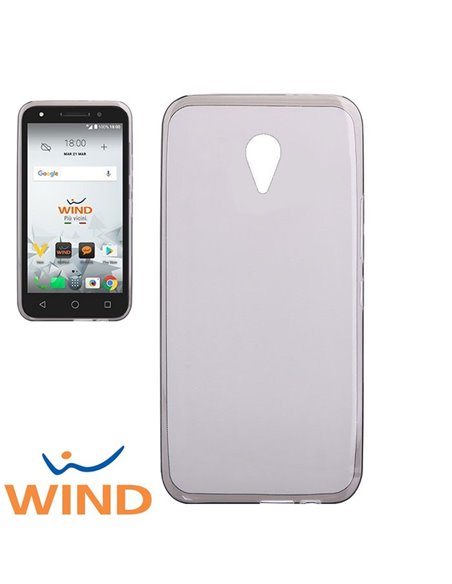 CUSTODIA per WIND SMART 2017, ALCATEL U5 (5.0') - IN GEL TPU SILICONE COLORE NERO TRASPARENTE