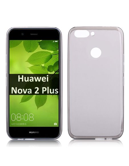 CUSTODIA per HUAWEI NOVA 2 PLUS IN GEL TPU SILICONE COLORE NERO TRASPARENTE