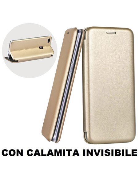 CUSTODIA per HUAWEI P10 LITE - FLIP ORIZZONTALE SIMILPELLE CON CHIUSURA MAGNETICA INVISIBILE E INTERNO IN TPU ORO