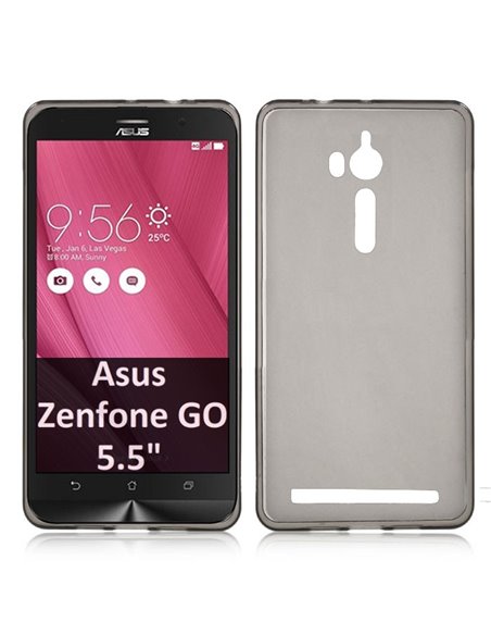 CUSTODIA per ASUS ZENFONE GO ZB552KL, 5.5' POLLICI IN GEL TPU SILICONE COLORE NERO TRASPARENTE