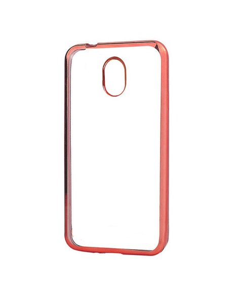 CUSTODIA per SAMSUNG SM-J530 GALAXY J5 (2017) IN GEL TPU SILICONE TRASPARENTE CON CORNICE COLORE ROSA ORO