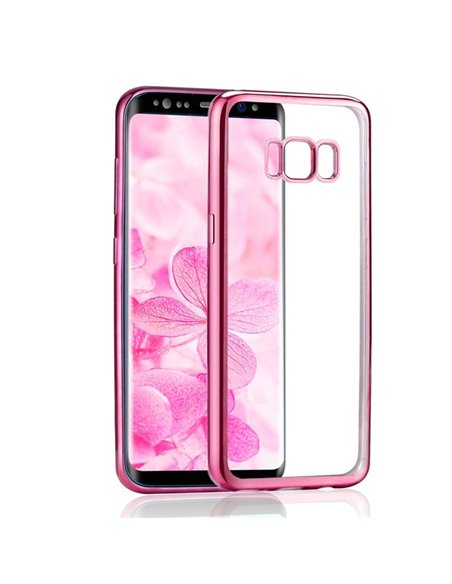 CUSTODIA per SAMSUNG SM-G955 GALAXY S8 PLUS IN GEL TPU SILICONE TRASPARENTE CON CORNICE COLORE FUCSIA