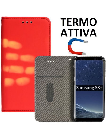 CUSTODIA per SAMSUNG SM-G955 GALAXY S8 PLUS - FLIP ORIZZONTALE TERMOATTIVA CON INTERNO IN TPU E CHIUSURA MAGNETICA COLORE ROSSO