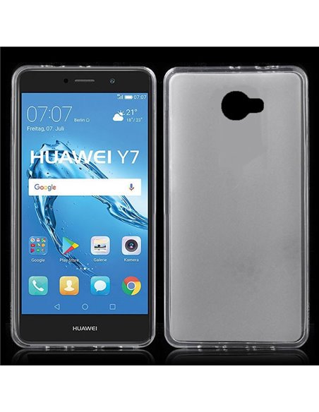 CUSTODIA per HUAWEI NOVA LITE PLUS, Y7, ENJOY 7 PLUS IN GEL TPU SILICONE COLORE BIANCO TRASPARENTE