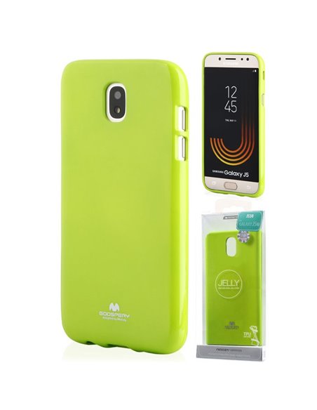 CUSTODIA per SAMSUNG SM-J530 GALAXY J5 (2017) IN GEL TPU SILICONE COLORE VERDE LUCIDO CON GLITTER ALTA QUALITA' MERCURY BLISTER