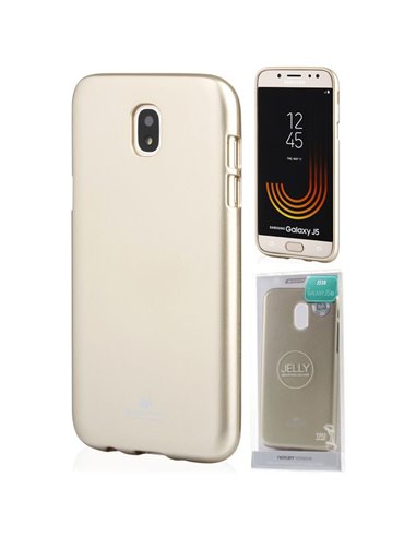 CUSTODIA per SAMSUNG SM-J530 GALAXY J5 (2017) IN GEL TPU SILICONE COLORE ORO LUCIDO CON GLITTER ALTA QUALITA' MERCURY BLISTER