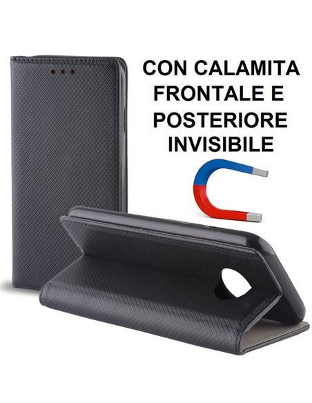 CUSTODIA per MOTOROLA MOTO E4 PLUS, XT1770 - 5.5' POLLICI - FLIP ORIZZONTALE CON CHIUSURA MAGNETICA INVISIBILE ED INTERNO IN TPU