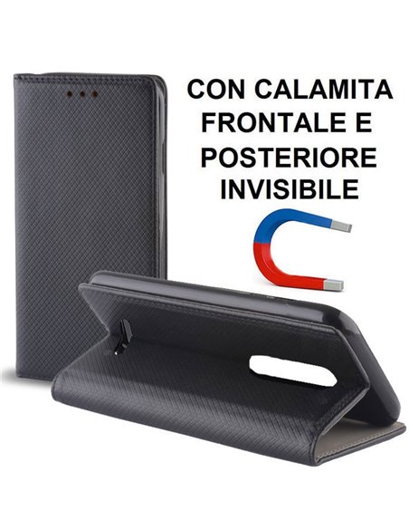 CUSTODIA per MOTOROLA MOTO X FORCE (XT1580) - FLIP ORIZZONTALE CON CHIUSURA MAGNETICA INVISIBILE ED INTERNO IN TPU NERO