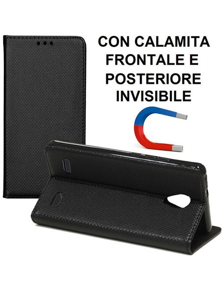 CUSTODIA per ZTE BLADE A520 - FLIP ORIZZONTALE con CHIUSURA MAGNETICA INVISIBILE, STAND ED INTERNO IN TPU NERO